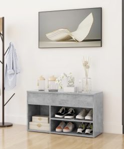 Panca Portascarpe Grigio Cemento 80x30x45 Cm In Truciolato