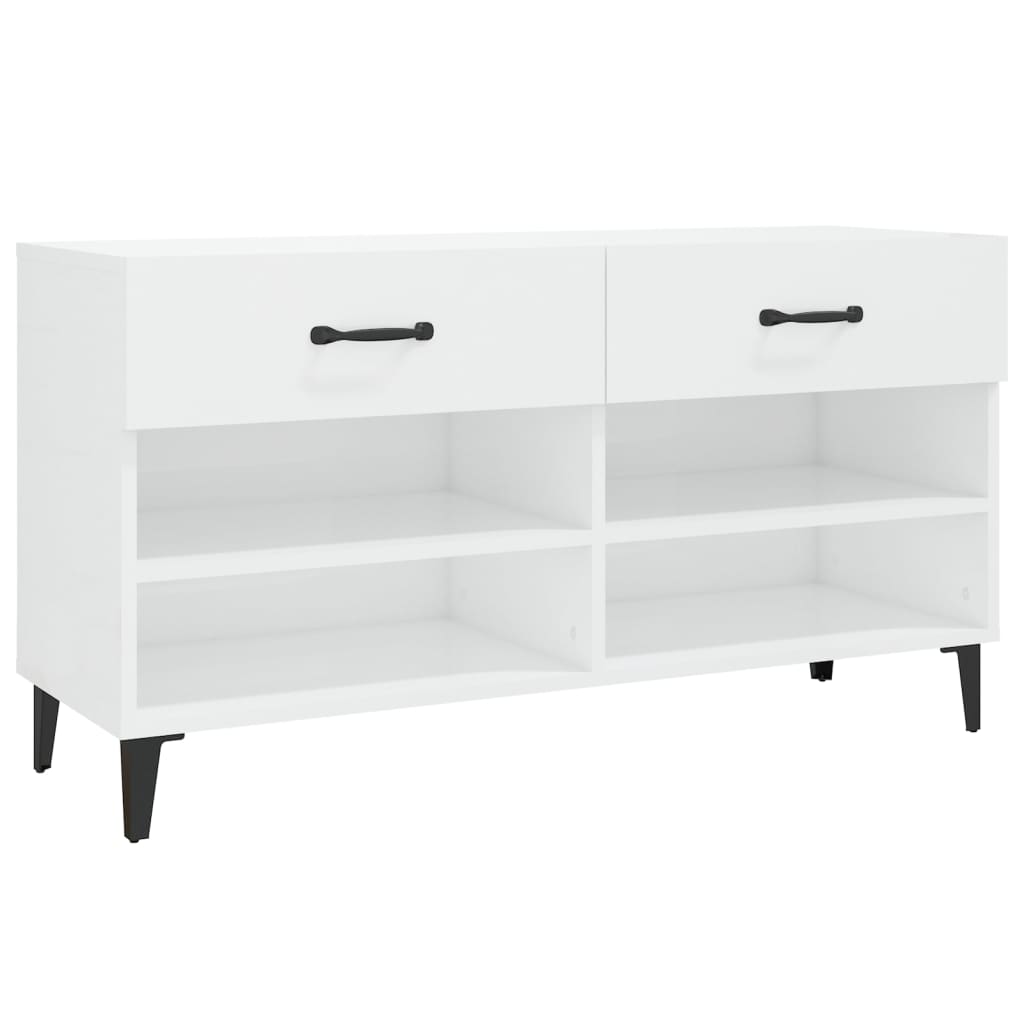 Scarpiera Bianco Lucido 102x35x55 Cm In Legno Multistrato - Image 5