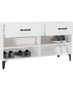 Scarpiera Bianco Lucido 102x35x55 Cm In Legno Multistrato