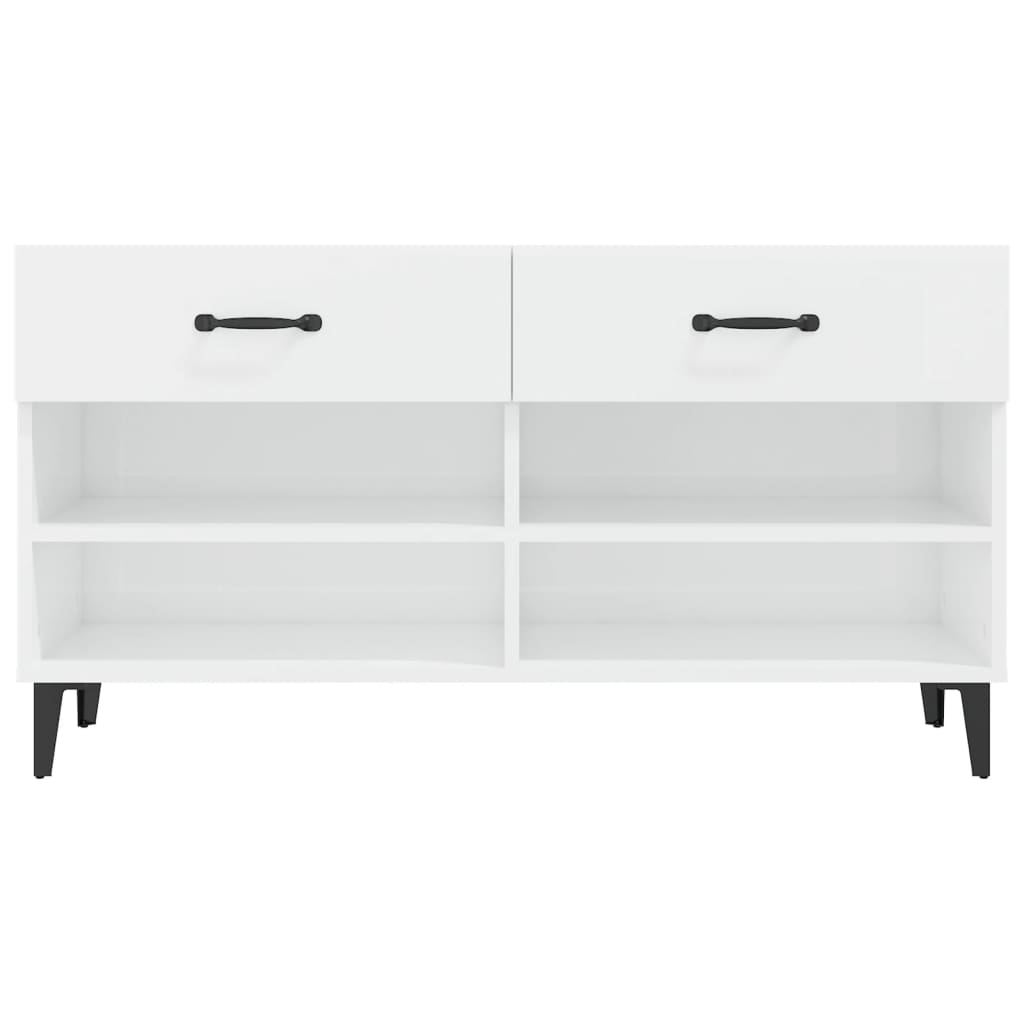 Scarpiera Bianco Lucido 102x35x55 Cm In Legno Multistrato - Image 4