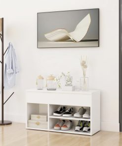 Panca Portascarpe Bianco 103x30x54,5 Cm In Truciolato