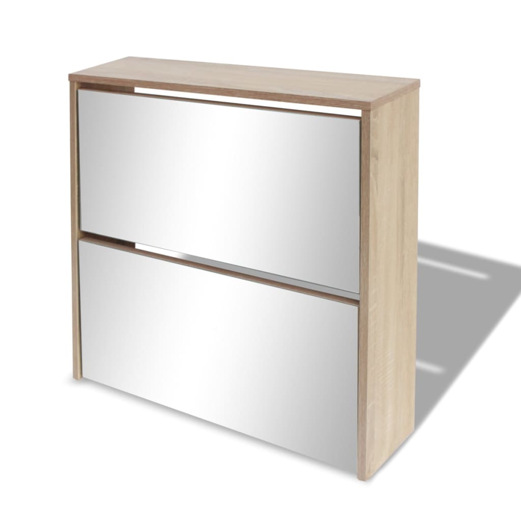 Scarpiera Con 2 Ripiani E Specchio Colore Rovere 63x17x67 cm