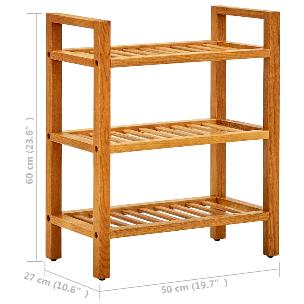 Scarpiera Con 3 Ripiani 50x27x60 Cm In Legno Massello Di Rovere - Image 4