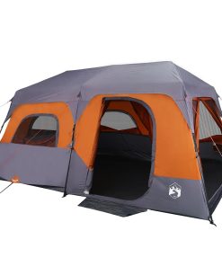 Tenda Campeggio 9 Persone Grigio E Arancione Impermeabile