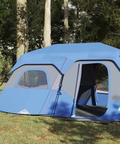 Tenda Campeggio 9 Persone Blu Rilascio Rapido Impermeabile