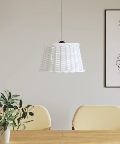 Paralume Da Soffitto Bianco Ø45x28 Cm In Vimini