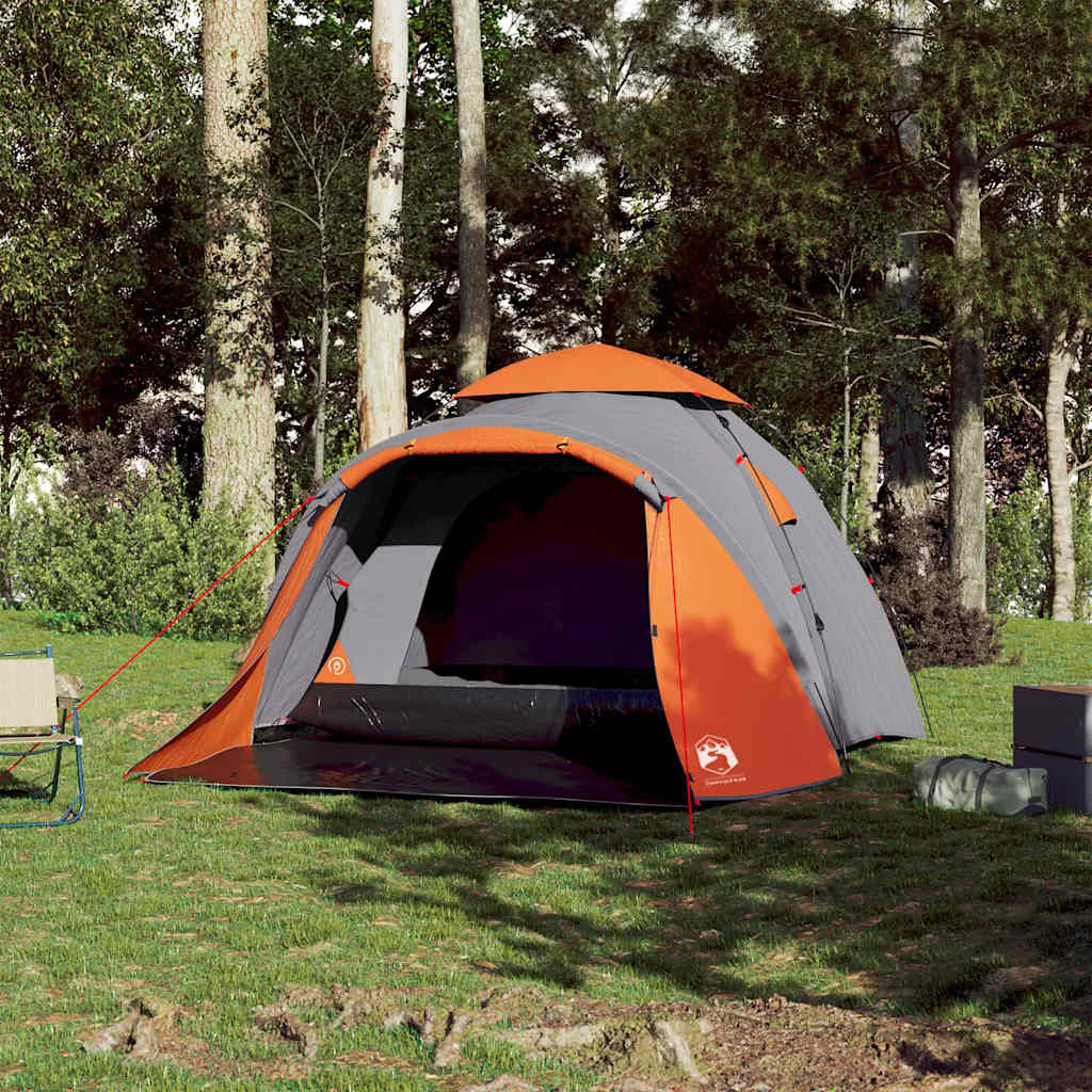 Tenda A Cupola 3 Persone Grigio E Arancione A Rilascio Rapido