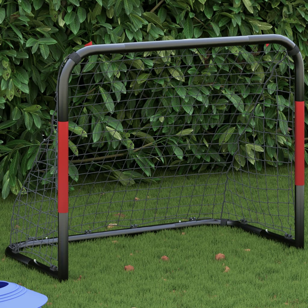 Porta Da Calcio Con Rete Rossa E Nera 90x48x71 Cm In Acciaio