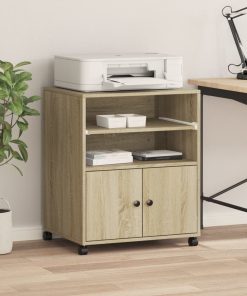 Supporto Per Stampante Con Ruote Rovere Sonoma 60x48x74 cm