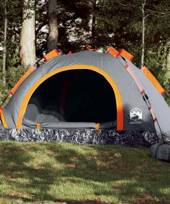 Tenda Campeggio 4 Persone Grigio E Arancione A Rilascio Rapido