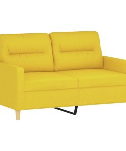 Set Di Divani 2 Pz Con Cuscini Giallo Chiaro In Tessuto