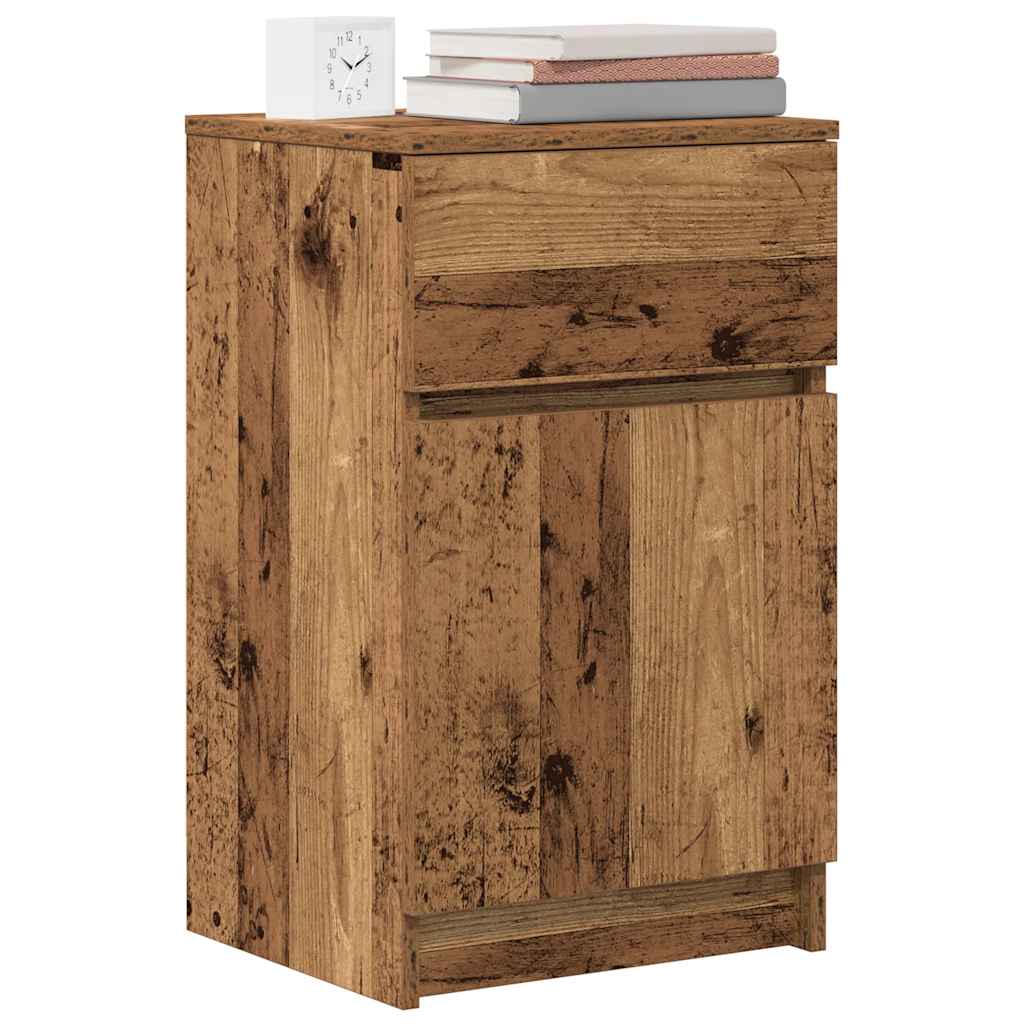 Comodini 2 Pz Legno Antico 39x35x65 Cm In Legno Multistrato