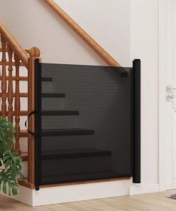 Cancelletto Retrattile Per Animali Domestici Nero 82,5x125 cm