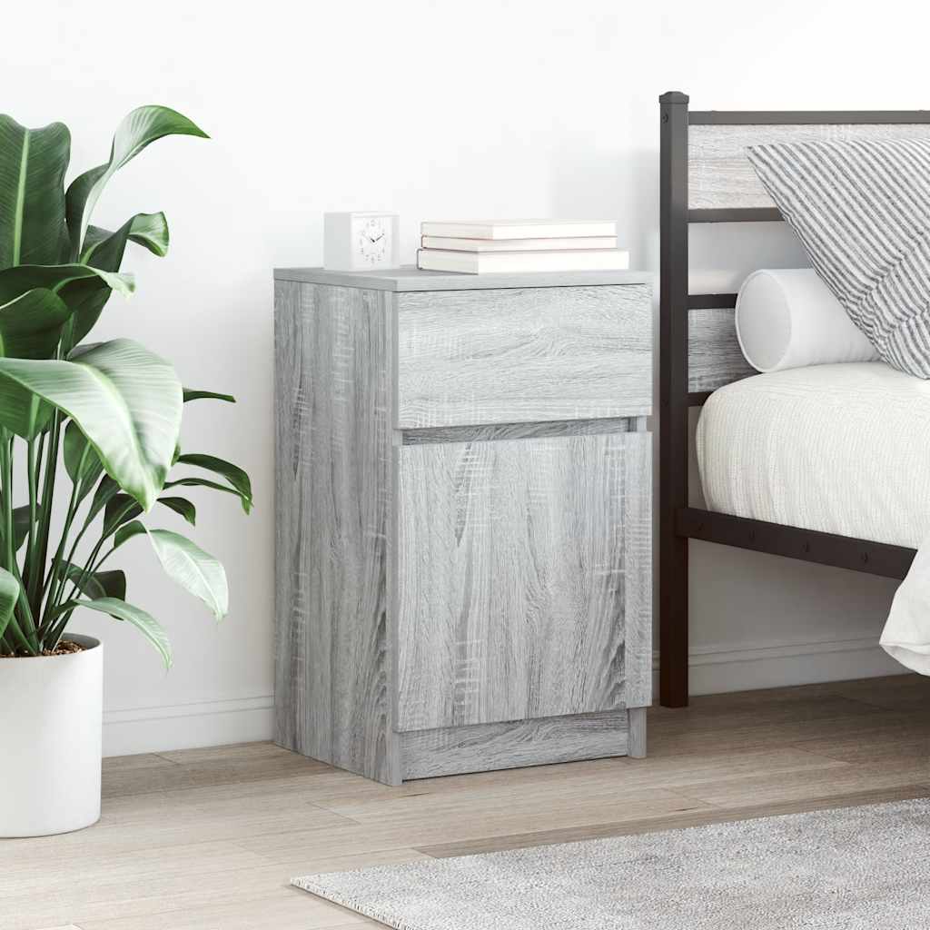Comodini 2 Pz Grigio Sonoma 39x35x65 Cm In Legno Multistrato