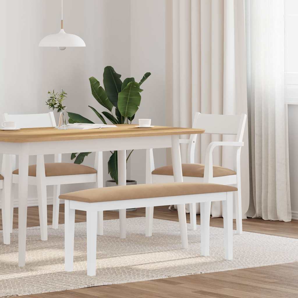 Panca 110 Cm Bianco In Legno Massello Di Hevea