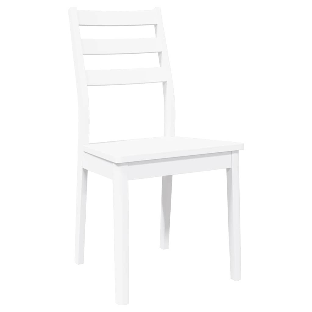 Sedie Da Pranzo 2 Pz Bianche In Legno Massello Di Hevea - Image 2