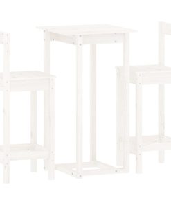 Set Da Bar 3 Pz Bianco In Legno Massello Di Pino