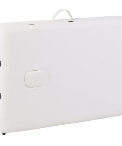 Lettino Pieghevole Da Massaggio Crema 3 Zone Con Telaio Legno