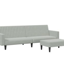 Set Di Divani 2 Pz Grigio Chiaro In Velluto