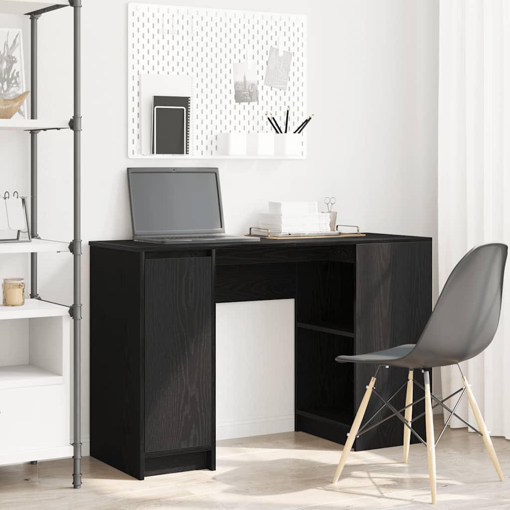 Scrivania Rovere Nera 120x42x76 Cm In Legno Multistrato