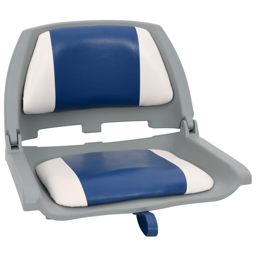 Set Sedile Per Barca Pieghevole 4pz Con Cuscino BlU-Bianco