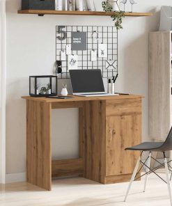 Scrivania Rovere Artigianale 100x50x76 Cm In Legno Multistrato