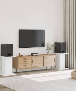 Supporti Altoparlanti 2 Pz Bianchi 30x30x40cm Legno Multistrato