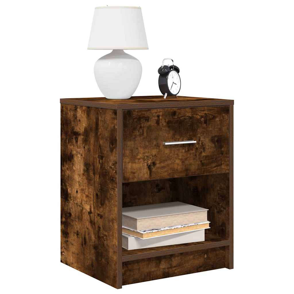 Comodini 2 Pz Con Cassetto Rovere Fumo 40x34x50 cm