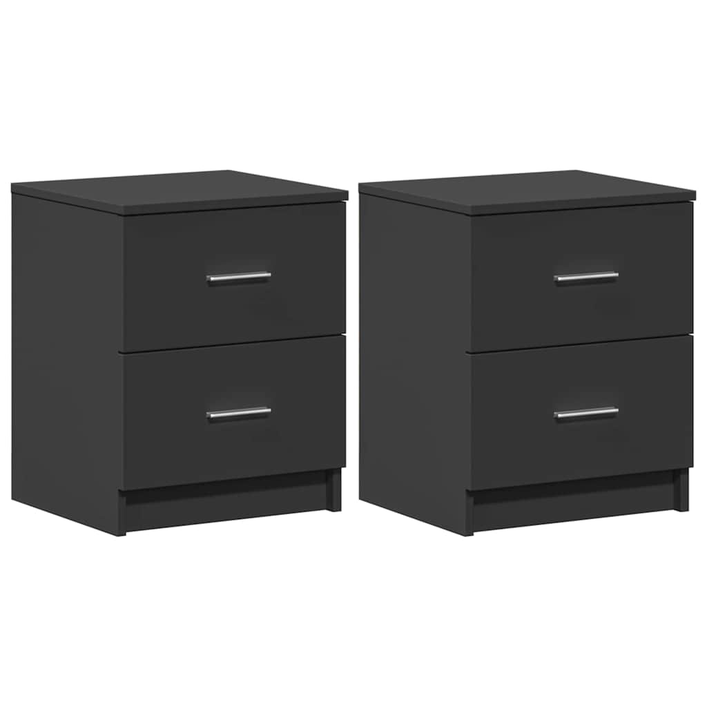 Comodini 2 Pz Con 2 Cassetti Neri 40x36x50 cm - Image 3