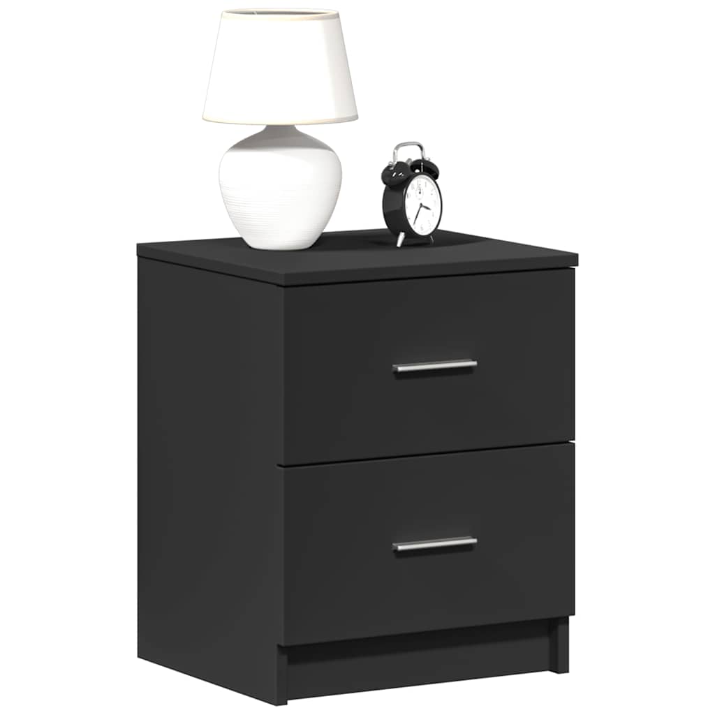 Comodini 2 Pz Con 2 Cassetti Neri 40x36x50 cm