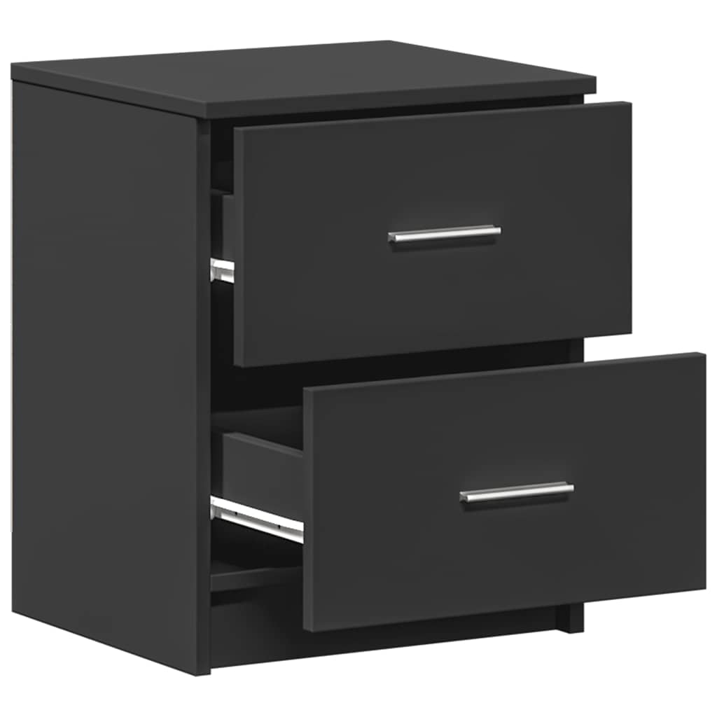 Comodini 2 Pz Con 2 Cassetti Neri 40x36x50 cm - Image 5