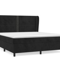 Giroletto A Molle Con Materasso Nero 180x200 Cm In Velluto