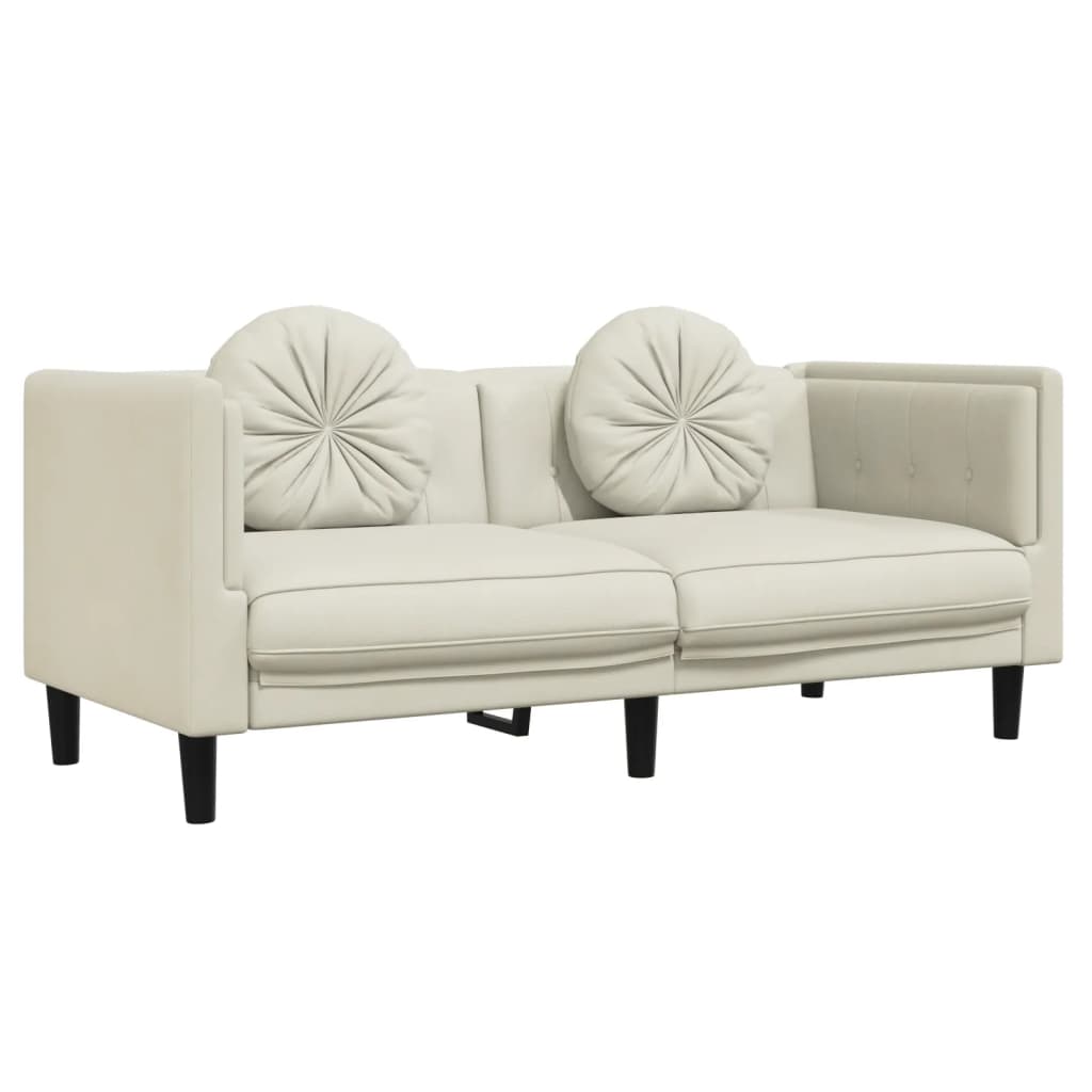 Set Di Divani 3 Pz Con Cuscini Crema In Velluto