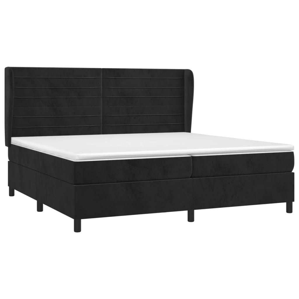 Giroletto A Molle Con Materasso Nero 200x200 Cm In Velluto