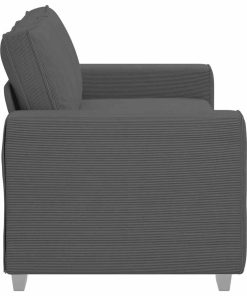 Divano Divanetto Grigio Scuro 140 Cm Tessuto Di Velluto A Coste