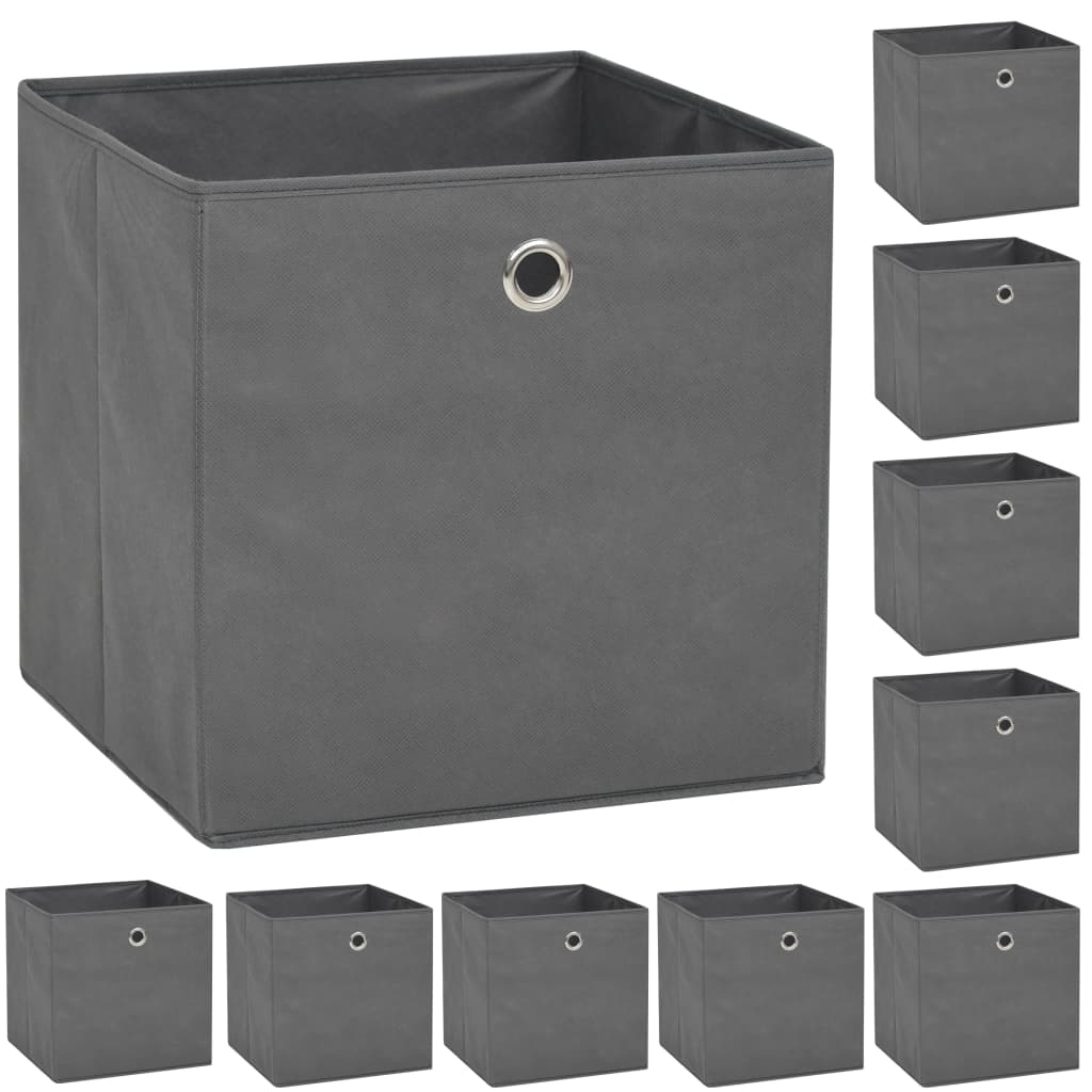 Contenitori 10 Pz In Tessuto Non Tessuto 32x32x32 Cm Grigio