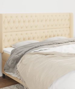 Testiera Ad Orecchio Crema 203x23x118/128 Cm In Tessuto