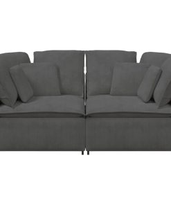 Divano Modulare Con Cuscini In Tessuto A Coste Grigio Scuro