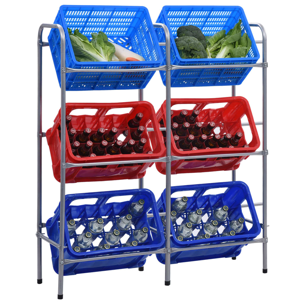 Supporto Con Ripiani Per 6 Casse Argento 96x33x116 Cm Acciaio - Image 3