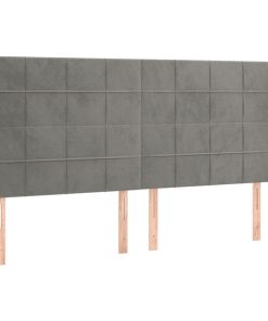 Testiera Ad Orecchio Grigio Chiaro 163x23x118/128 Cm In Velluto