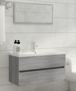 Mobile Sottolavabo Grigio Sonoma 90x38,5x45cm Legno Multistrato