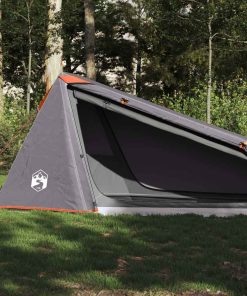 Tenda Campeggio Tunnel 1 Persona Grigia Arancione Impermeabile