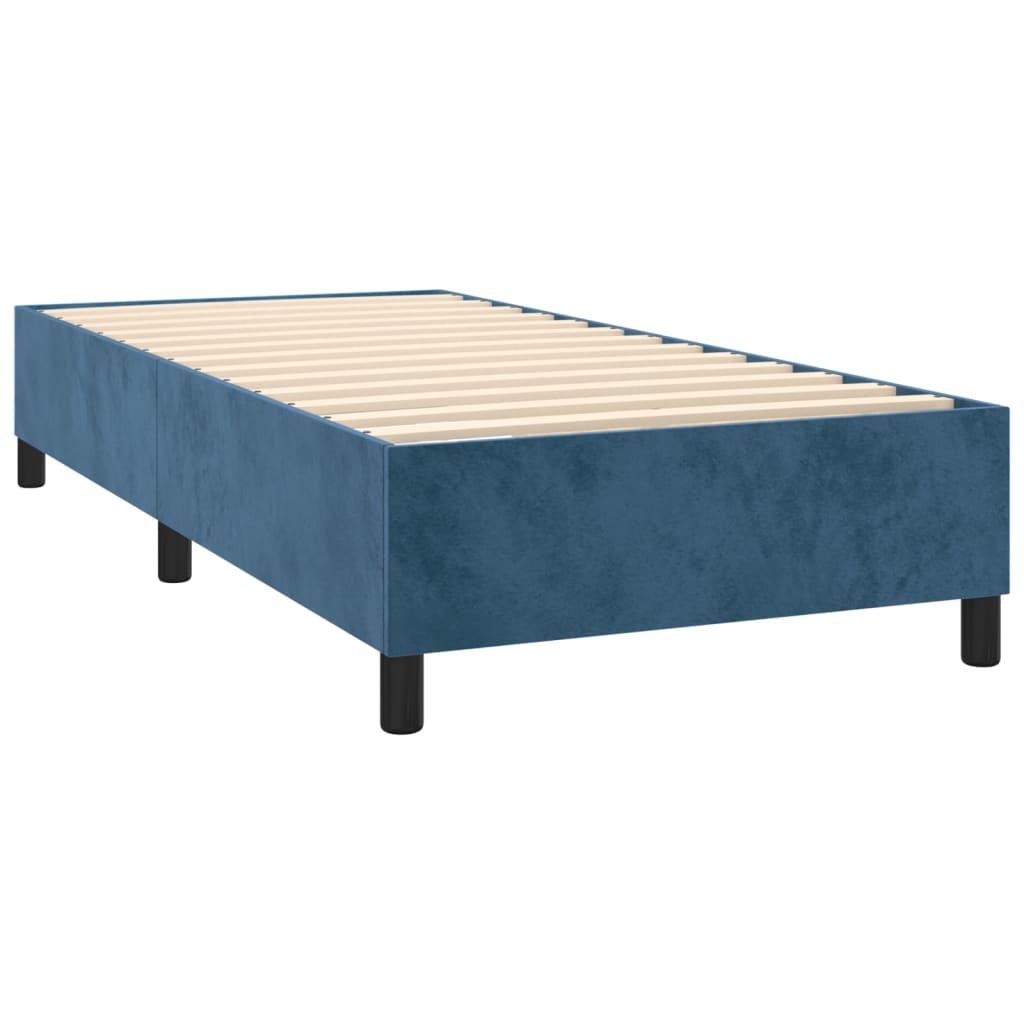 Letto A Molle Con Materasso E Led Blu Scuro 90x190cm In Velluto