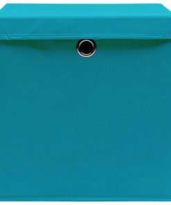 Scatole Con Coperchi 4pz Azzurre 32x32x32 Cm Tessuto