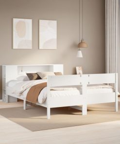Letto Libreria Senza Materasso Bianco 150x200 Cm Legno Di Pino