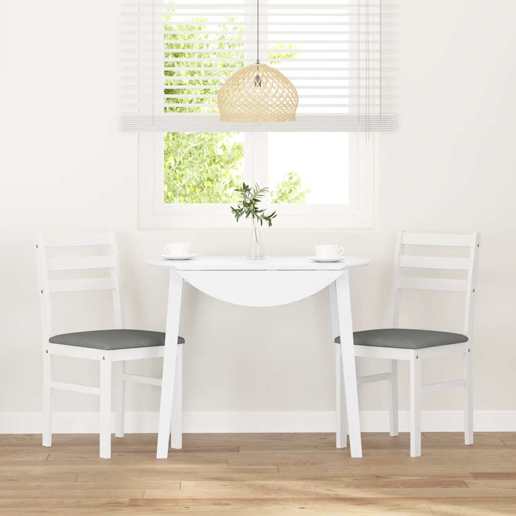 Sedie Da Pranzo Con Cuscini 2 Pz Bianco Legno Massello Di Hevea - Image 2