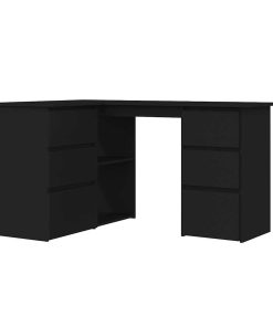 Scrivania Ad Angolo Nera 145x100x76 Cm In Legno Multistrato