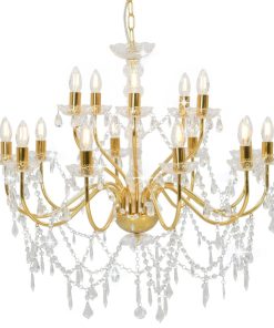 Lampadario A 2 Livelli Dorato 15 Lampadine E14