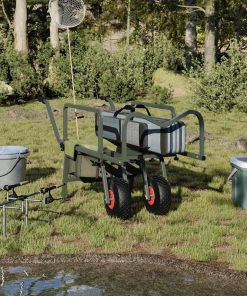 Carrello Da Pesca Verde Con 2ruote Acciaio Verniciato A Polvere