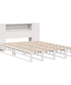 Letto Libreria Senza Materasso Bianco 140x200 Cm Legno Massello